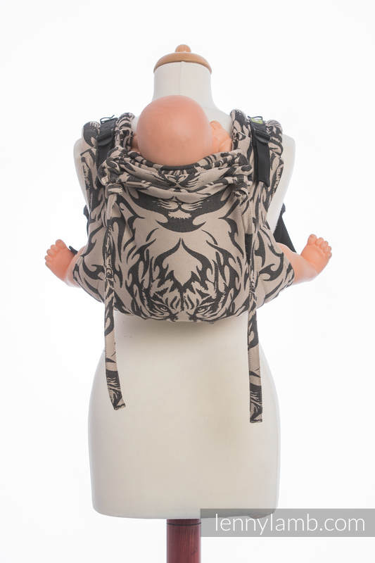 Nosidło Klamrowe ONBUHIMO z tkaniny żakardowej (100% bawełna), rozmiar Standard - TYGRYS CZARNY Z BEŻEM 2.0 #babywearing