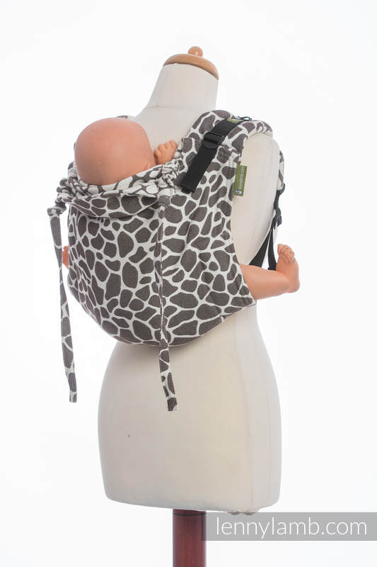 Lenny Buckle Onbuhimo baby carrier, standard size, jacquard weave (100% cotton) - GIRAFFE DARK BROWN & CREME #babywearing
