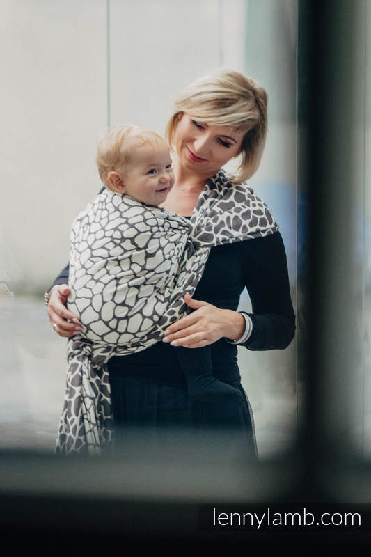 Baby Wrap, Jacquard Weave (100% cotton) - GIRAFFE DARK BROWN & CREME - size L #babywearing