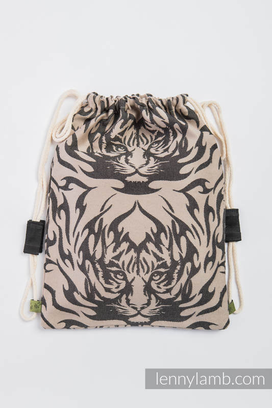 Plecak/worek - 100% bawełna - TYGRYS CZARNY Z BEŻEM 2.0 - uniwersalny rozmiar 32cmx43cm #babywearing