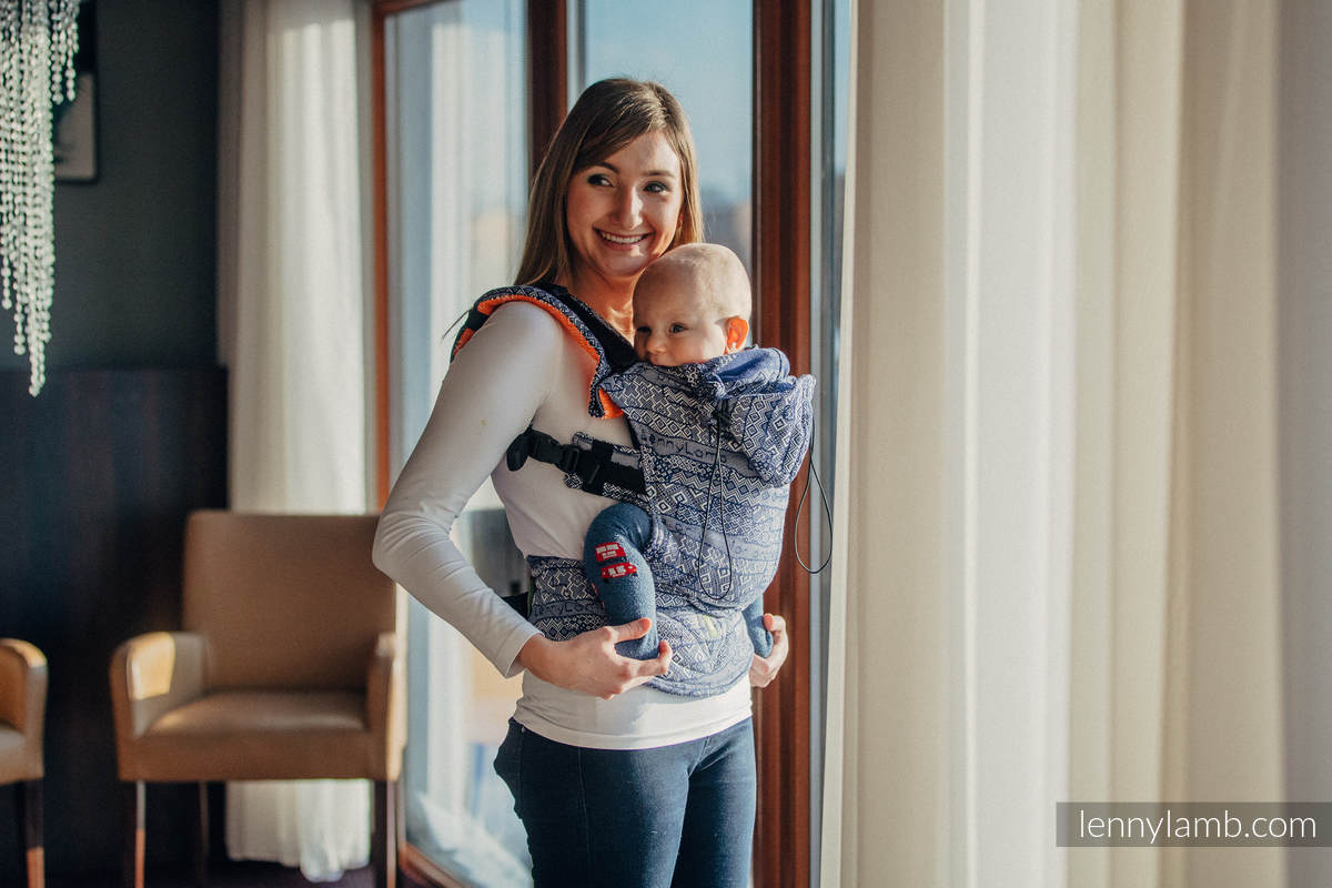 Porte-bébé ergonomique, taille toddler, jacquard 100 % coton, conversion d’écharpe de VERSION POUR USAGE PROFESSIONNEL - ENIGMA 2.0 - Deuxième génération #babywearing