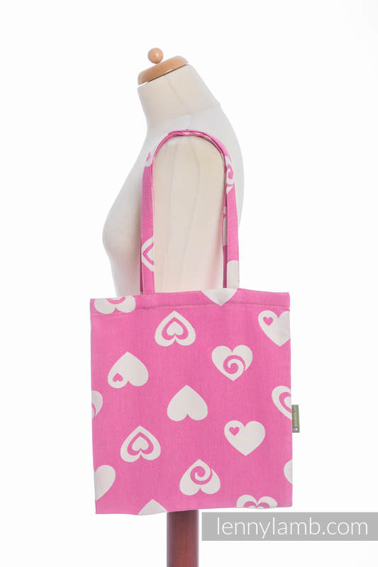 Einkaufstasche, hergestellt aus gewebtem Stoff (100% Baumwolle) - SWEETHEART ROSA & CREME 2.0 (grad B) #babywearing