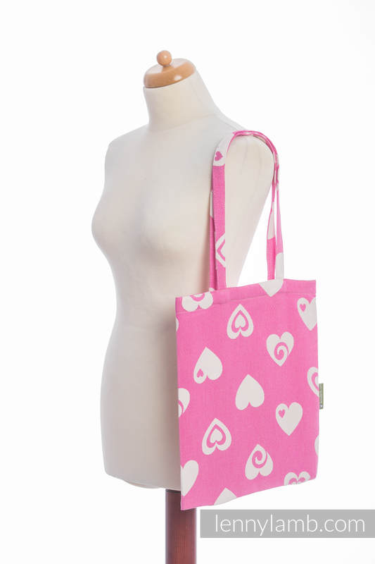 Einkaufstasche, hergestellt aus gewebtem Stoff (100% Baumwolle) - SWEETHEART ROSA & CREME 2.0 (grad B) #babywearing
