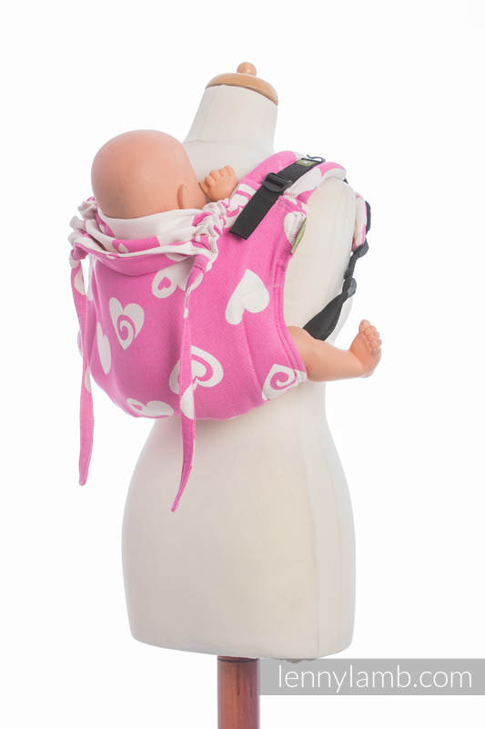 Lenny Buckle Onbuhimo baby carrier, standard size, jacquard weave (100% cotton) - SWEETHEART PINK & CREME 2.0 (grade B) #babywearing