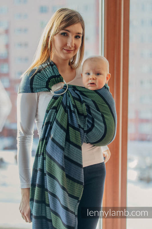 Ringsling, Moulin Weave (100% cotton) - with gathered shoulder - MOULIN - AQUARELLE - long 2.1m #babywearing