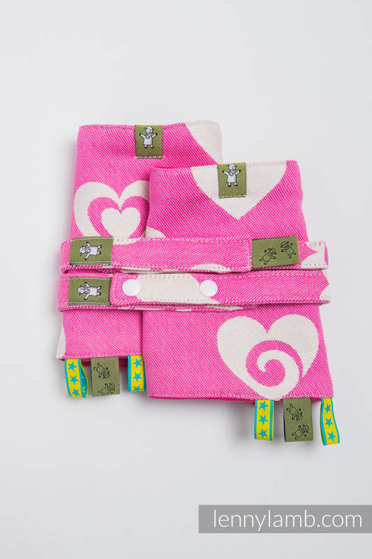 Drool Pads & Reach Straps Set, (60% cotton, 40% polyester) - SWEETHEART PINK & CREME 2.0 #babywearing