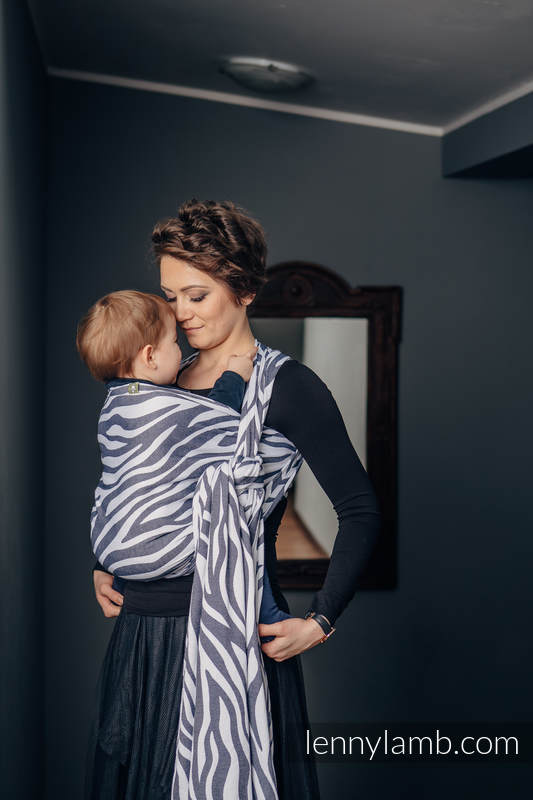 Baby Wrap, Jacquard Weave (100% cotton) - ZEBRA GRAPHITE & WHITE - size XS #babywearing