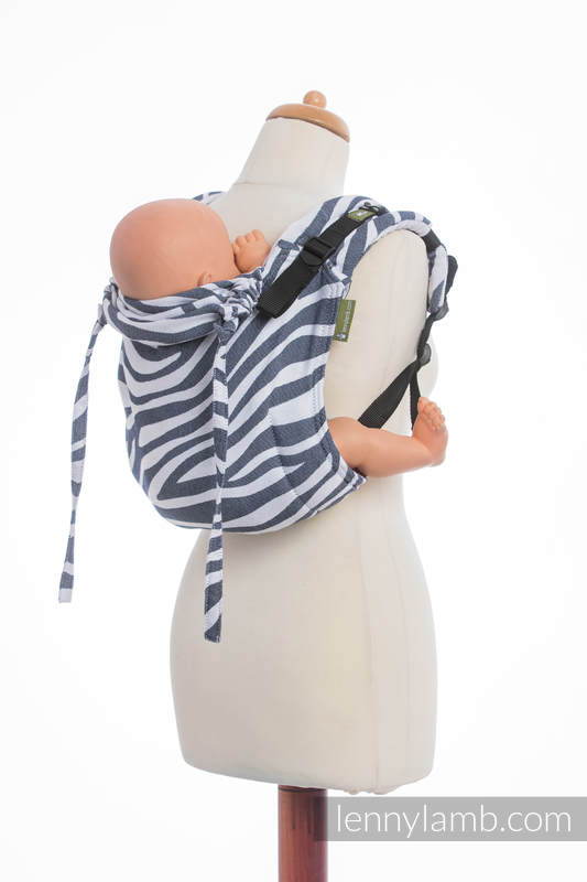 Nosidło Klamrowe ONBUHIMO z tkaniny żakardowej (100% bawełna), rozmiar Standard - ZEBRA GRAFIT Z BIELĄ #babywearing