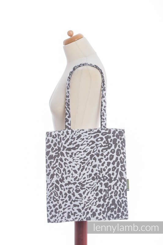 Einkaufstasche, hergestellt aus gewebtem Stoff (100% Baumwolle) - CHEETAH DUNKELBRAUN & WEISS  #babywearing