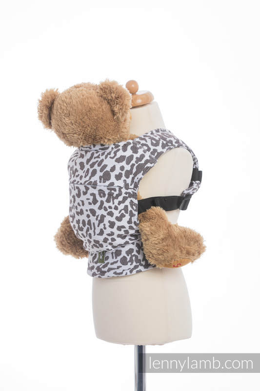 Nosidełko dla lalek z tkaniny chustowej - GEPARD CIEMNY BRĄZ Z BIAŁYM #babywearing