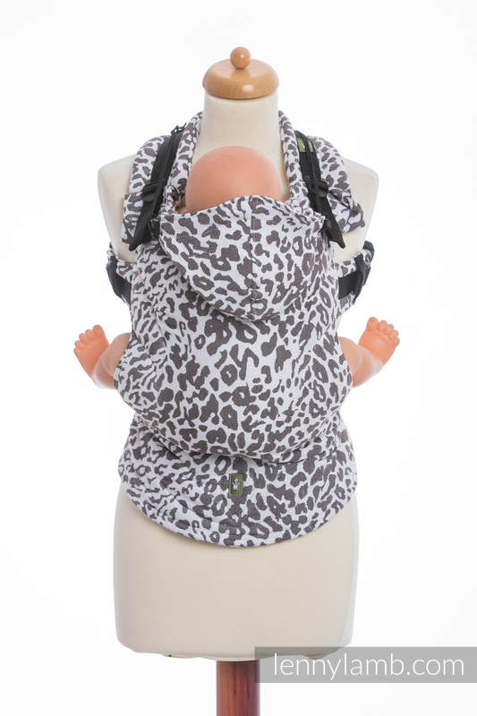 Mochila ergonómica, talla bebé, jacquard 100% algodón - CHEETAH MARRÓN OSCURO & BLANCO - Segunda generación (grado B) #babywearing