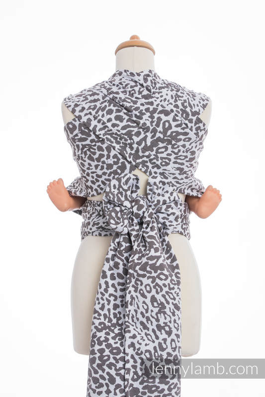 WRAP-TAI portabebé Mini con capucha/ jacquard sarga/100% algodón/ CHEETAH MARRÓN OSCURO & BLANCO #babywearing