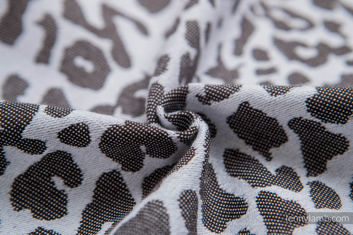 Fular, tejido jacquard (100% algodón) - CHEETAH MARRÓN OSCURO & BLANCO - talla S #babywearing