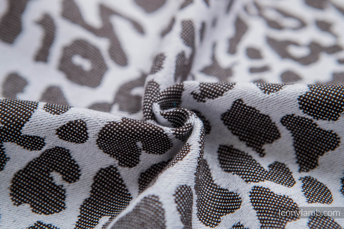 Fular, tejido jacquard (100% algodón) - CHEETAH MARRÓN OSCURO & BLANCO - talla S (grado B) #babywearing