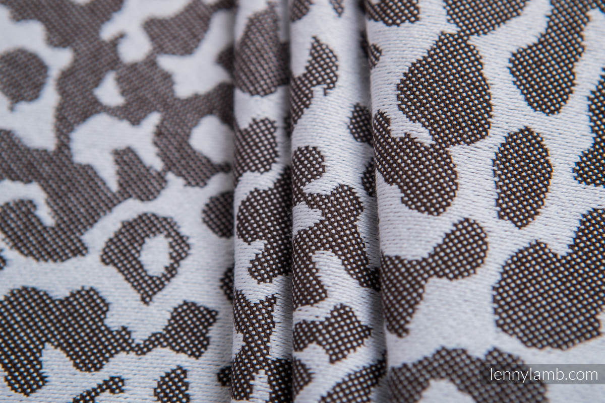 Baby Wrap, Jacquard Weave (100% cotton) - CHEETAH DARK BROWN & WHITE - size XS (grade B) #babywearing