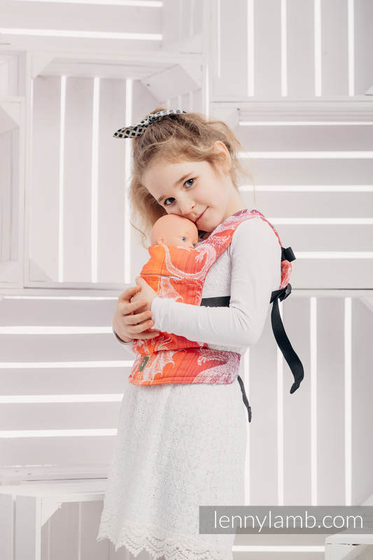 Doll Carrier made of woven fabric, 100% cotton  - DRAGON ORANGE & RED #babywearing
