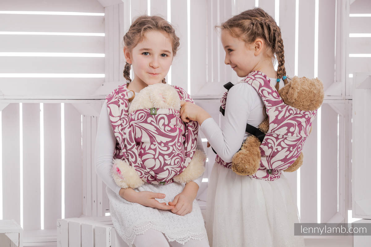 Doll Sling, Jacquard Weave, 100% cotton - TWISTED LEAVES CREAM & PURPLE #babywearing