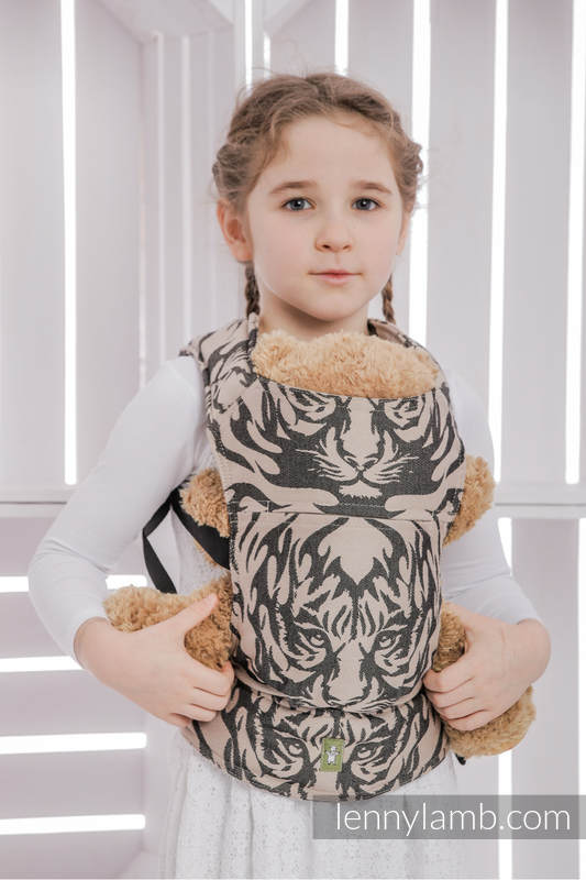 Doll Carrier made of woven fabric, 100% cotton - TIGER BLACK & BEIGE 2.0 #babywearing