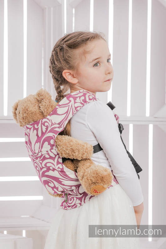Doll Carrier made of woven fabric, 100% cotton  - TWISTED LEAVES CREAM & PURPLE #babywearing
