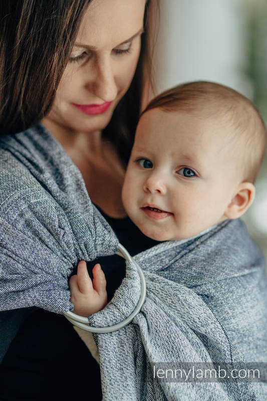 Sling, jacquard (100 % coton) - avec épaule sans plis - DENIM BLUE - long 2.1m  #babywearing