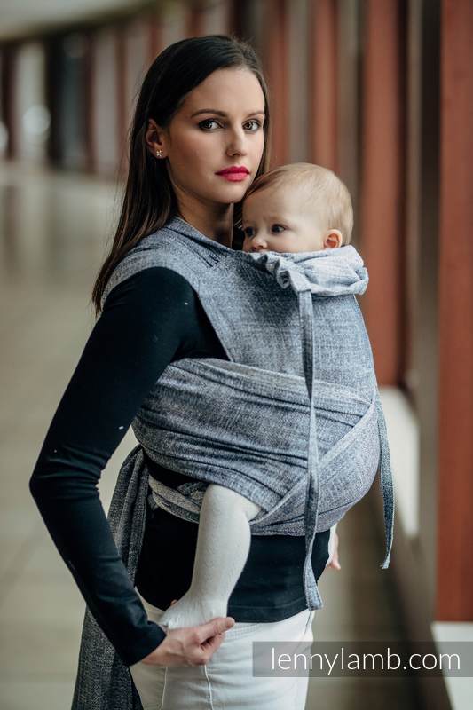 WRAP-TAI mini avec capuche, jacquard/ 100 % coton / DENIM BLUE  #babywearing