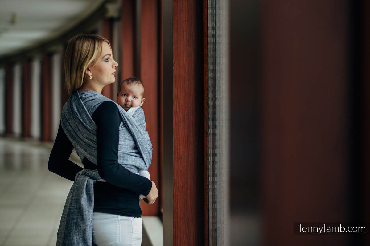 Baby Wrap, Jacquard Weave (100% cotton) - DENIM BLUE - size S #babywearing