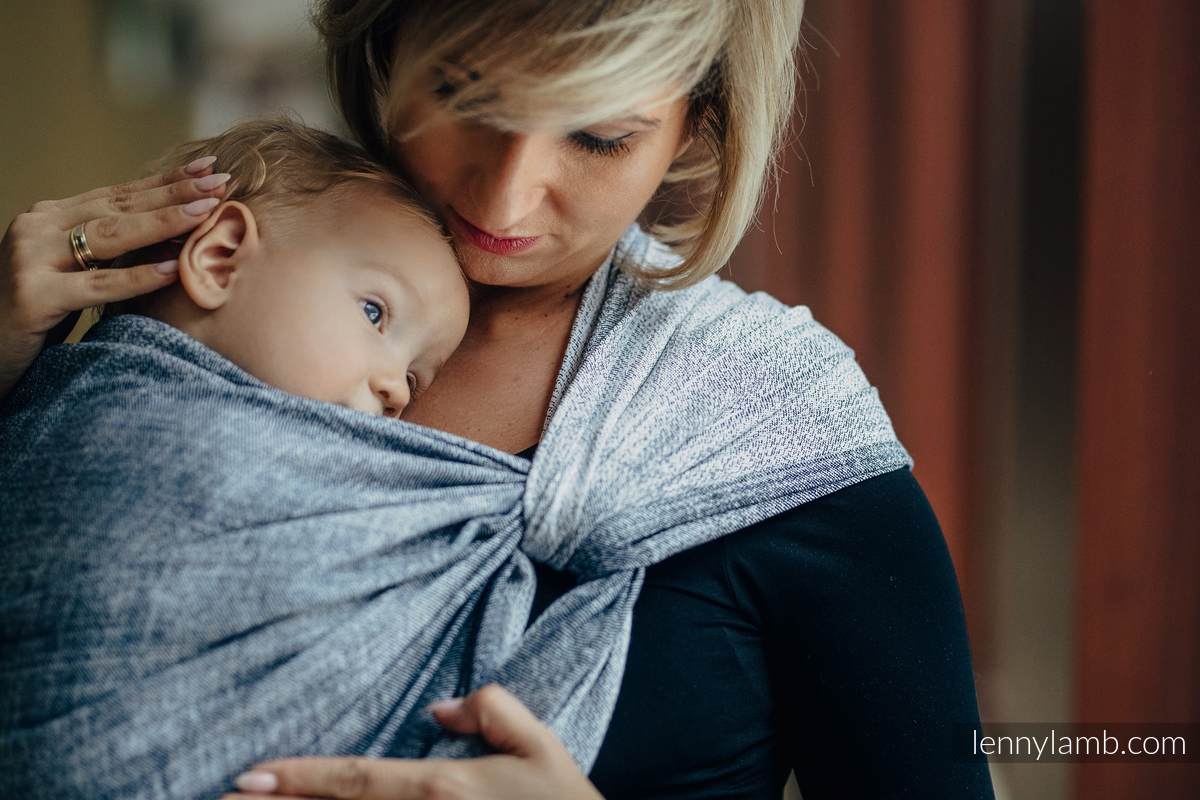 Baby Wrap, Jacquard Weave (100% cotton) - DENIM BLUE - size L #babywearing