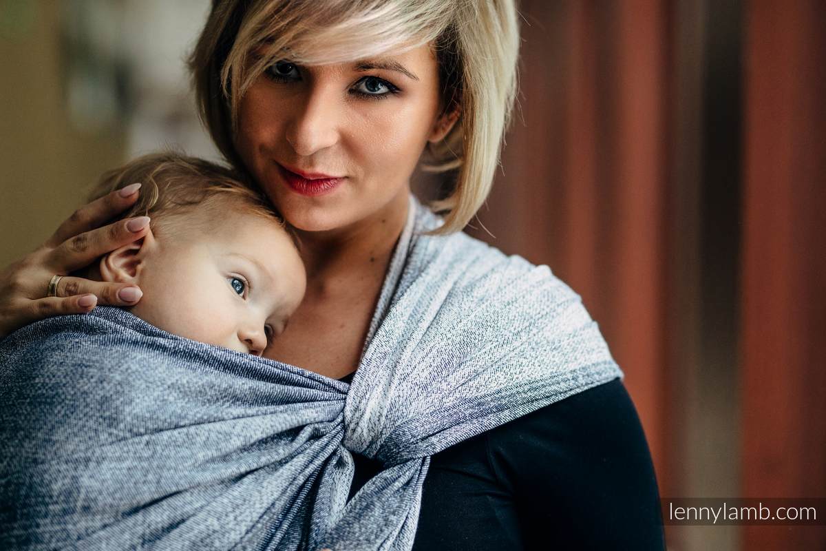 Baby Wrap, Jacquard Weave (100% cotton) - DENIM BLUE - size XS #babywearing