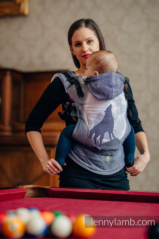 Mochila ergonómica, talla bebé, jacquard 100% algodón - MOONLIGHT WOLF - Segunda generación (grado B) #babywearing