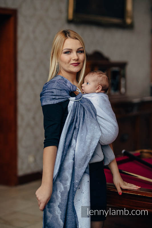Ringsling, Jacquard Weave (100% cotton) - with gathered shoulder - MOONLIGHT WOLF - long 2.1m #babywearing