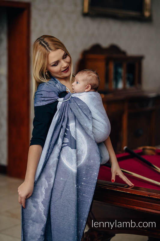 Ringsling, Jacquard Weave (100% cotton), with gathered shoulder - MOONLIGHT WOLF - standard 1.8m #babywearing