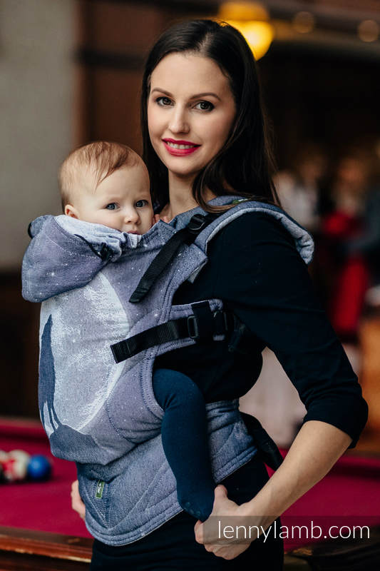Mochila ergonómica, talla bebé, jacquard 100% algodón - MOONLIGHT WOLF - Segunda generación #babywearing