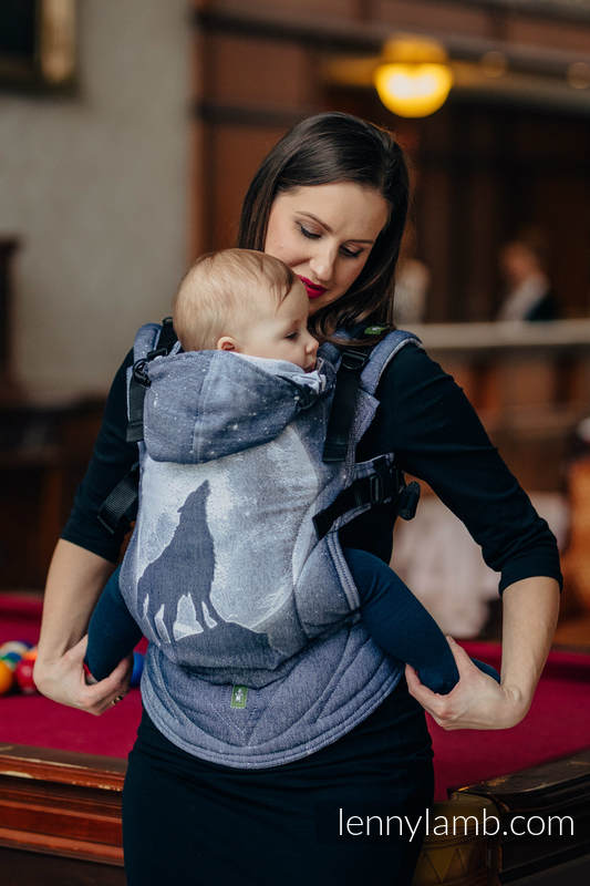 Mochila ergonómica, talla Toddler, jacquard 100% algodón - MOONLIGHT WOLF - Segunda generación #babywearing