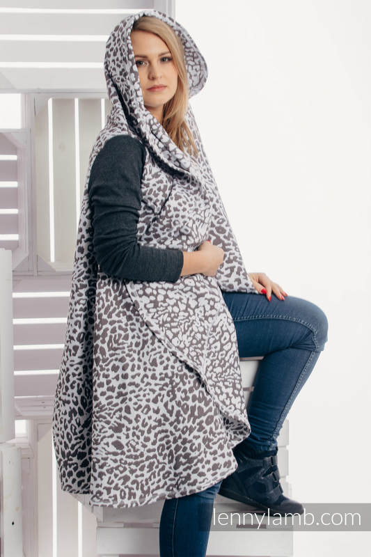 Langer Cardigan - Größe 2XL/3XL - Cheetah Dunkelbraun & Weiss #babywearing