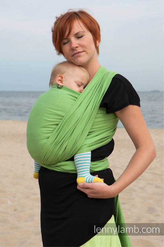 Chusta do noszenia dzieci, tkana splotem diamentowym, bawełna - Zielony Diament -  rozmiar M #babywearing
