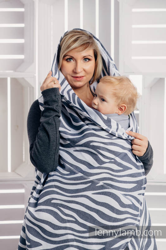 Langer Cardigan - Größe S/M - Zebra Grafit & Weiss (grad B) #babywearing