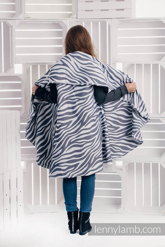 Długi kardigan - rozmiar L/XL - Zebra Grafit z Białym #babywearing
