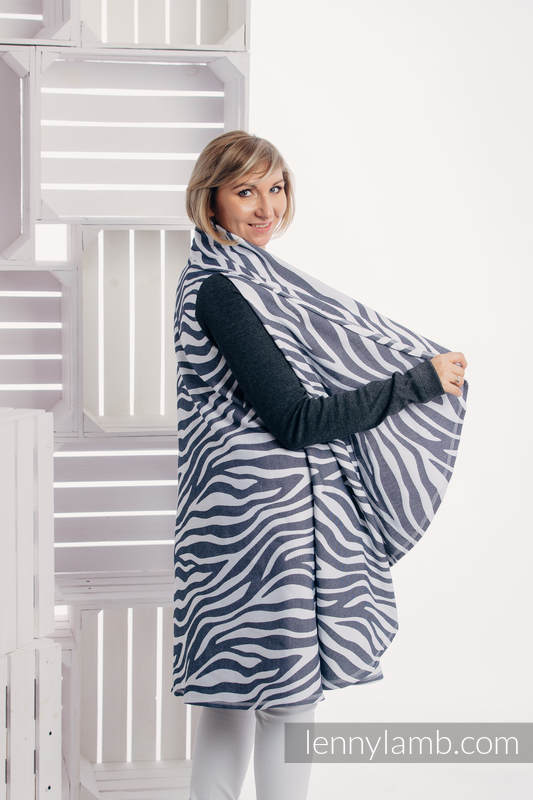 Długi kardigan - rozmiar 2XL/3XL - Zebra Grafit z Białym #babywearing