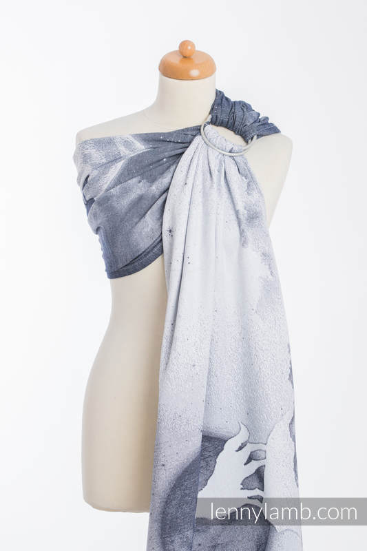 Ringsling, Jacquard Weave (100% cotton) - with gathered shoulder - MOONLIGHT WOLF - long 2.1m #babywearing