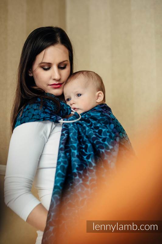 Ringsling, Jacquard Weave (100% cotton) - with gathered shoulder - COLORS OF NIGHT  - long 2.1m #babywearing