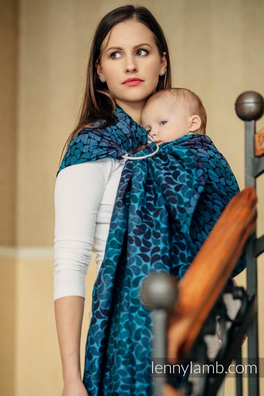 Żakardowa chusta kółkowa do noszenia dzieci, bawełna, ramię bez zakładek - KOLORY NOCY  - long 2.1m #babywearing