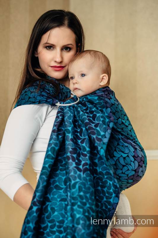 Żakardowa chusta kółkowa do noszenia dzieci, bawełna, ramię bez zakładek - KOLORY NOCY  - long 2.1m #babywearing