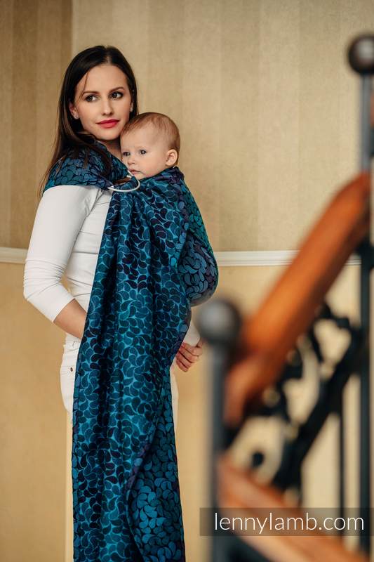 Żakardowa chusta kółkowa do noszenia dzieci, bawełna, ramię bez zakładek - KOLORY NOCY  - long 2.1m #babywearing