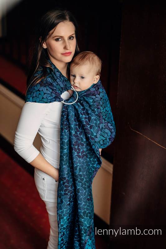 Ringsling, Jacquard Weave (100% cotton) - with gathered shoulder - COLORS OF NIGHT - long 2.1m (grade B) #babywearing