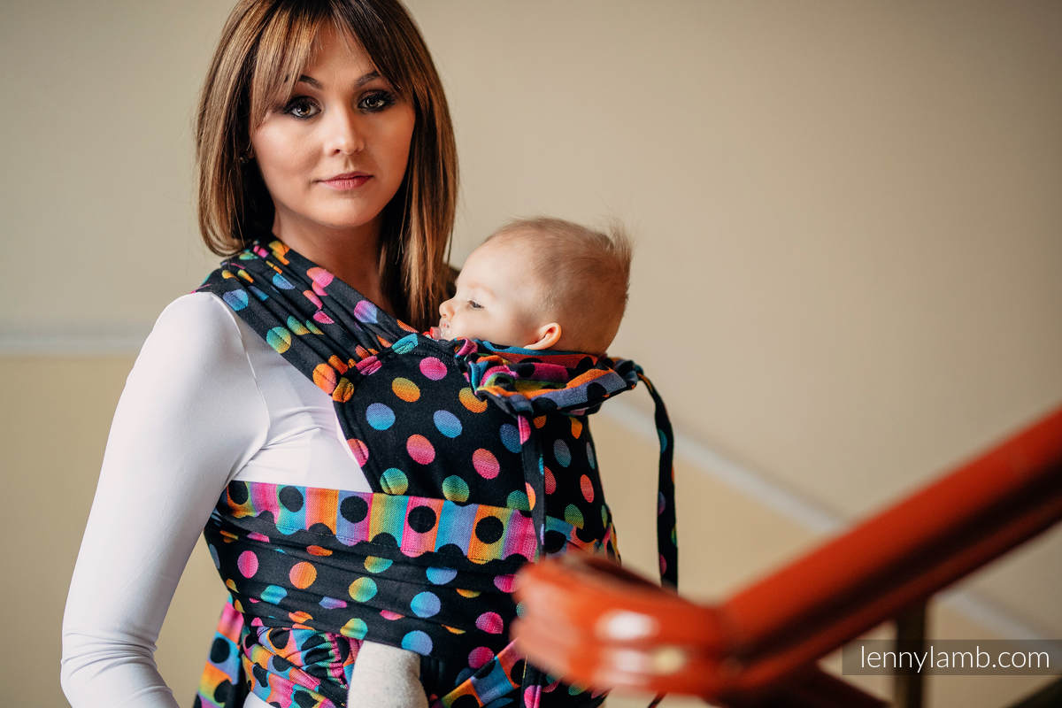 WRAP-TAI carrier Toddler with hood/ jacquard twill / 100% cotton / POLKA DOTS RAINBOW DARK  #babywearing