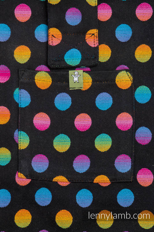 Torba na ramię z materiału chustowego, (100% bawełna) - POLKA DOTS TĘCZOWE DARK - uniwersalny rozmiar 37cmx37cm #babywearing
