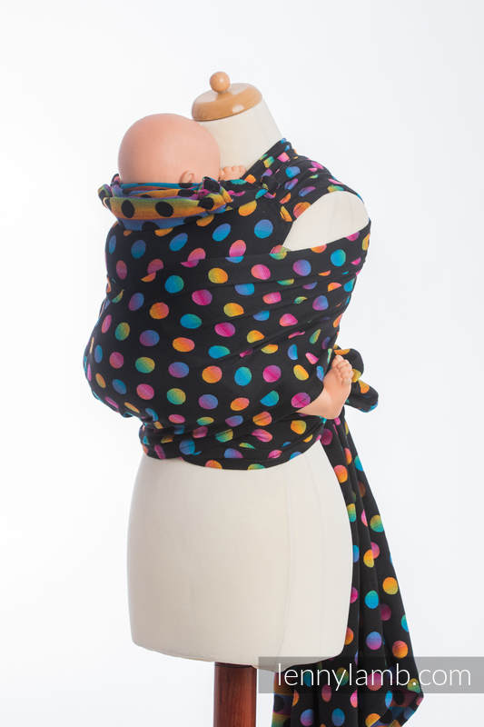 WRAP-TAI carrier Mini with hood/ jacquard twill / 100% cotton / POLKA DOTS RAINBOW DARK  #babywearing