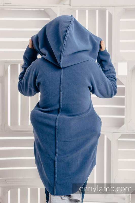 Asymmetrischer Fleece Pullover für Frauen - Größe XXL - Blau #babywearing
