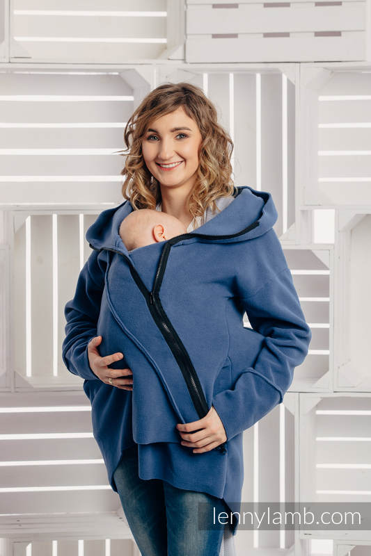 Asymmetrischer Fleece Pullover für Frauen - Größe XXL - Blau #babywearing