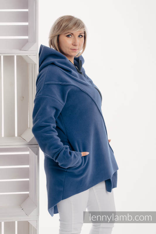 Asymetryczna Bluza Polarowa Damska - rozmiar XL - Niebieska #babywearing